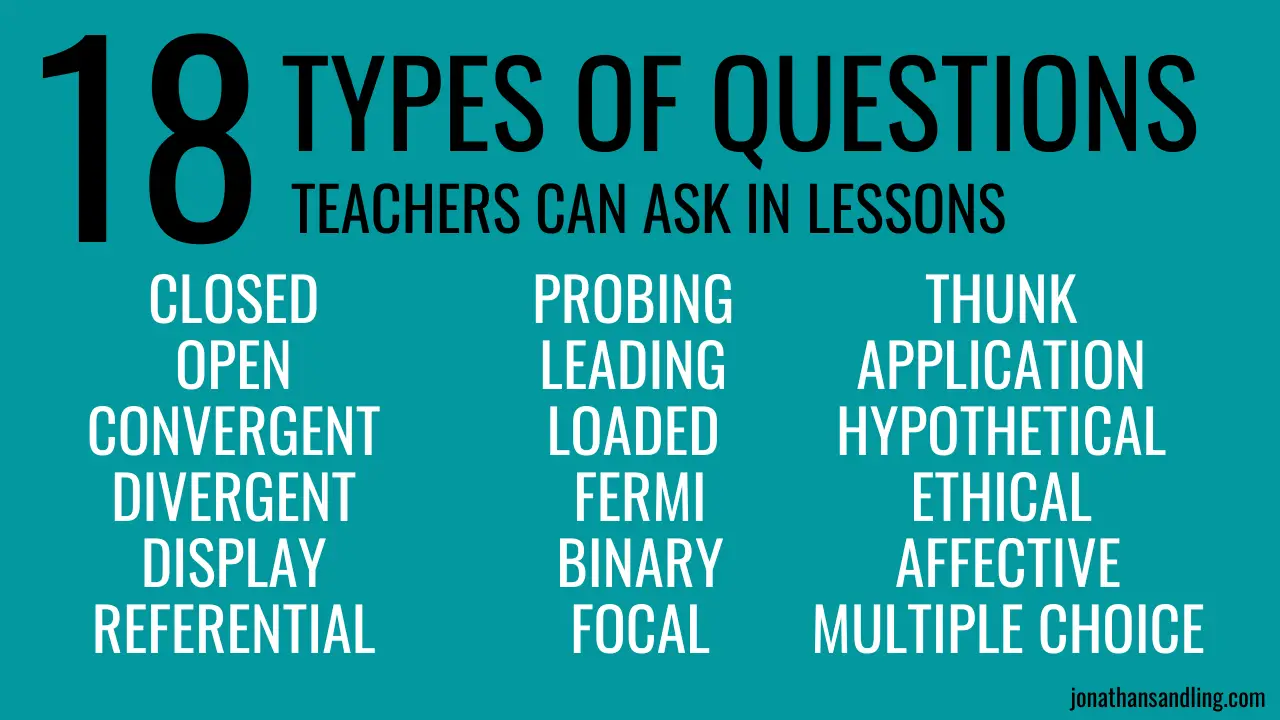 18 Types Of Questions Teachers Can Ask In Lessons [Enhance Your ...